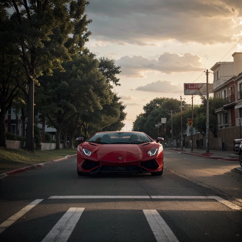 Red Lamborghini, soo realistic photo