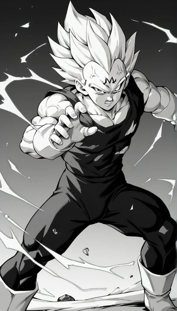 score_9, source_anime, score_8_up, score_7_up, black and white, lineart, drawing, sketch, 1boy, solo, ,   Majin dramatic lighting, dynamic pose, dynamic composition, action scene, action pose, angry, High Resolution, masterpiece, 8K, highest quality