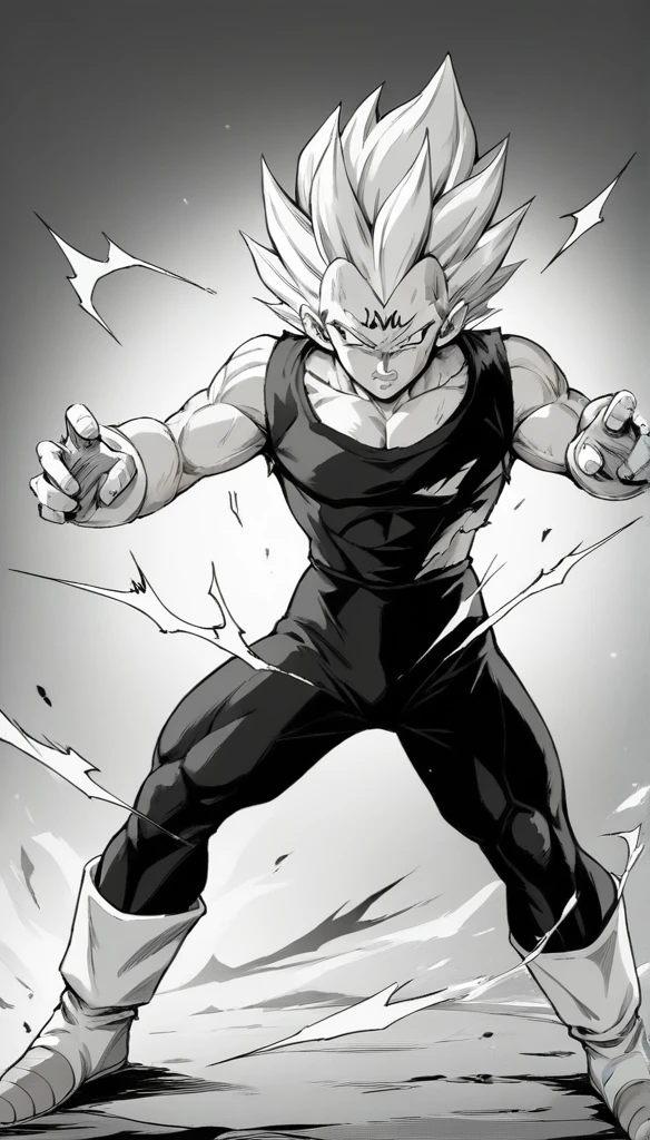 score_9, source_anime, score_8_up, score_7_up, black and white, lineart, drawing, sketch, 1boy, solo, ,   Majin dramatic lighting, dynamic pose, dynamic composition, action scene, action pose, angry, High Resolution, masterpiece, 8K, highest quality