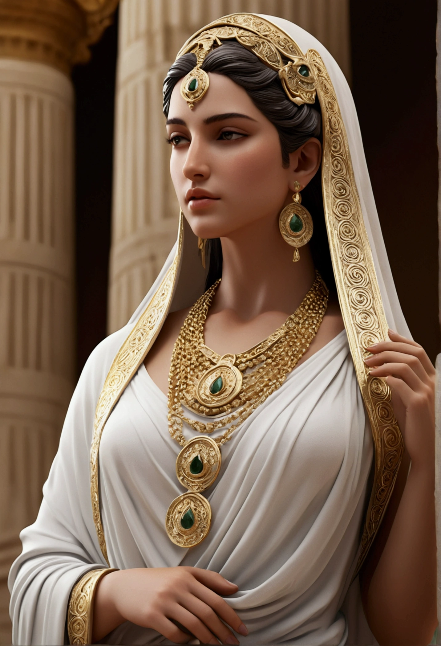 Sure:, Create highly realistic images of marble statues in Octane Render style.., Depicts a beautiful woman standing, Elegantly positioned in a cultured pose. The smallest details and precise proportions are essential to convey beauty and aesthetic perfection... Sculptures must display realistic textures and reliefs., It is placed on top of a small spring., To improve the statue&#39;s abilities, Realistic shadows add depth to your composition..
Female figures must wear veils., what surrounds her body, Emphasizes the delicacy and sensuality of the pose. Every detail of the statue, From the facial features to the wrinkles of the veil, Must be cut precisely. Symmetry must be perfect., Reflecting the classical aesthetics of Greek sculpture. Must emphasize Greek style, To capture the elegance and harmony of the human form..
Images must be rendered in 8K UHD using Octane Render., Provides exceptional clarity, To appreciate every detail. The final scene must be a visual masterpiece., Celebrating feminine beauty and sensuality, The timeless elegance of Greek style is embodied in an artistically sophisticated performance.