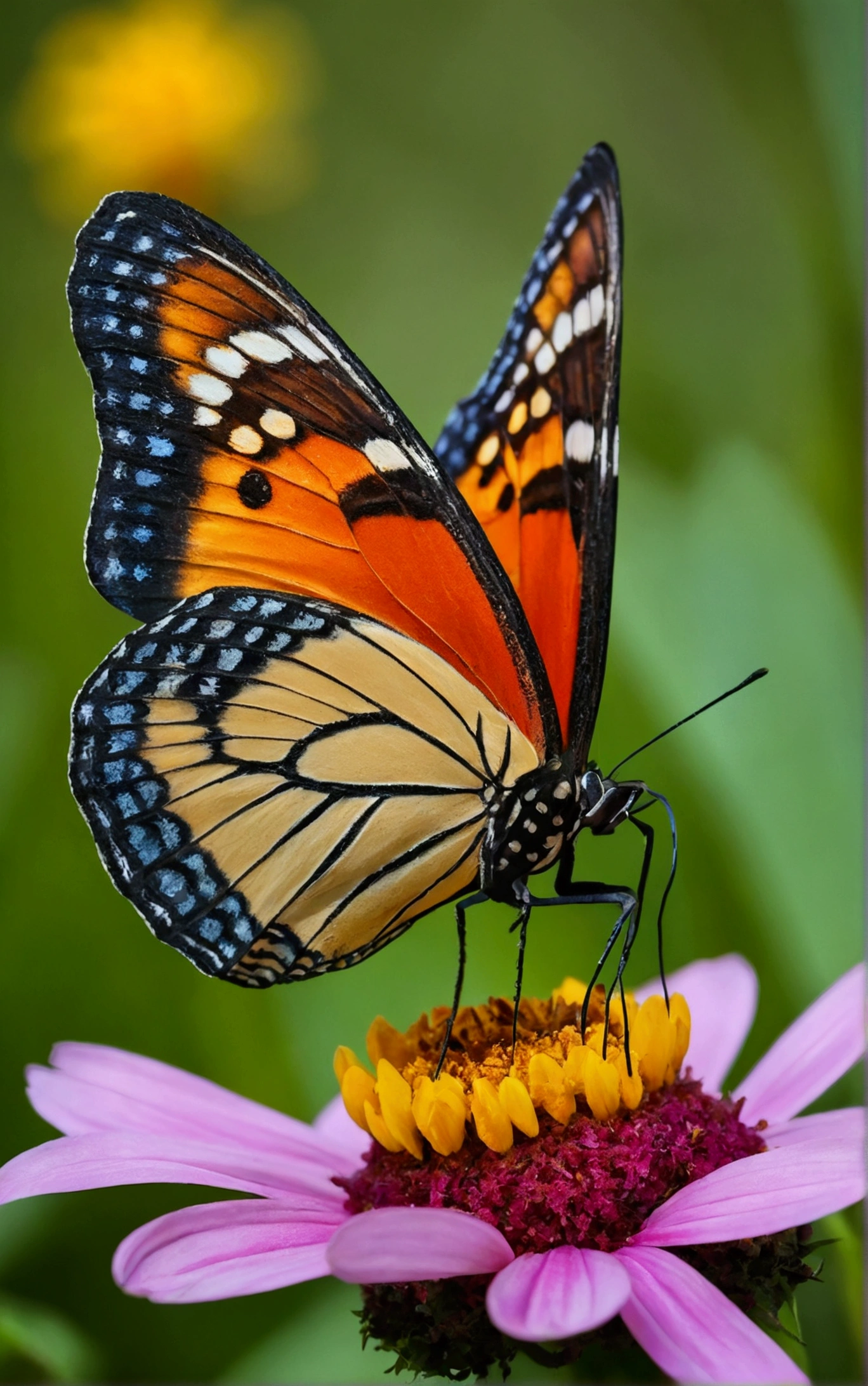 there is a big butterfly sitting on a flower, very beautiful and elegant, captured on canon r 6, beautiful and graceful, high quality nature photography