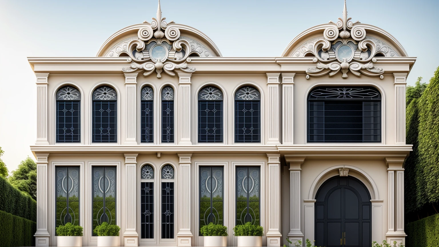 maison blanche arafée avec une voiture garée devant elle, neo - style classique, style classicisme, style classique, maison riche, design extérieur, superbe architecture grandiose, architecture élégante, architecture de luxe, neostyle classique, belle maison, conception magnifique, architecture exquise, néo-classique, néo-classique, style artistique classicisme, belle architecture, perspective de face, 1 route passe devant la maison, (photo brute, Réel, Meilleure qualité, chef-d'œuvre:1.2), avoir l'air moderne et minimaliste, 1 route devant la maison, lumière annulaire Shime, luminosité de la lumière de l'intérieur:1.2, Éclairage dynamique:1.3, (hyper Réelistic, photo-Réelistic:1.2), haute qualité, lumière du jour, contraste élevé :0.5 éclairages parfaits, archaïque, contemporain primé, contemporary chef-d'œuvre, well-designed chef-d'œuvre, grande résidence moderne, détail du dîner, détail ultime, synchronisation automatique