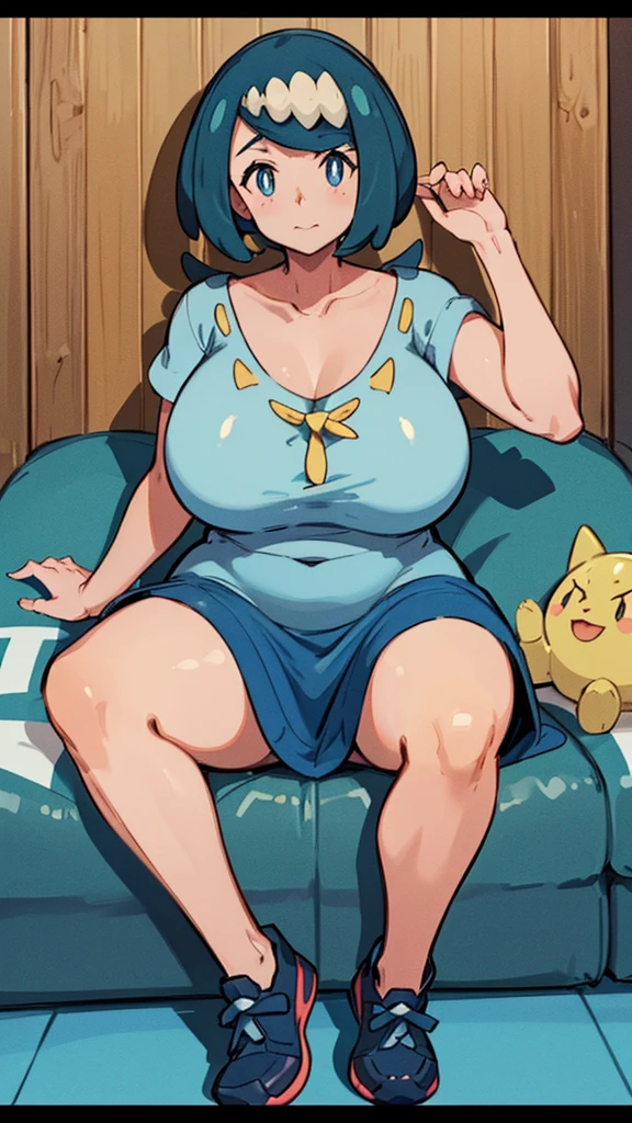 (Highest quality, 8K, masterpiece :1.3),スイレンMom(Pokémon),Pokémon,Voluptuous body, One woman,30 years old,Mom,,Leg spread,Plump,Take off your clothes