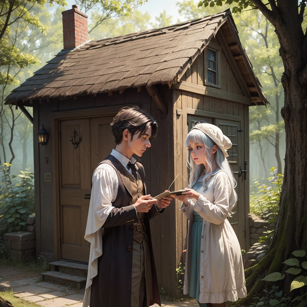 One day, she found an old cottage and met a friendly magician named Merlin.