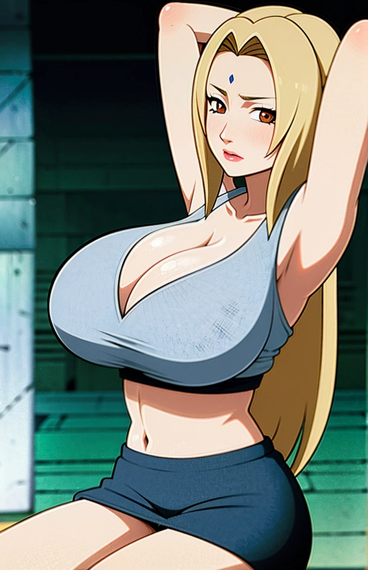 Big titlack tight skirt, full bodyesbian, cleavage, Good anatomy, Masterpiece, Best quality, 4K, 8K, Professional photography, Soft light, Sharp focus, 1 girl, Blonde hair, in class room, Blonde hair, Spin-off of banks, Detailed face+Brown eyes, Open lips, lipstick, perspire,Sweat a lot,Blushlush,Be red in the face,I had a lot of sweat on my face,Blushlush),(stooped,Buttresigboobs,Enchanting pose,A sexy pose),deep navel show:1.3,front view,sports bra,toned abs,long oval shaped navel that seems deep and big:1.3
