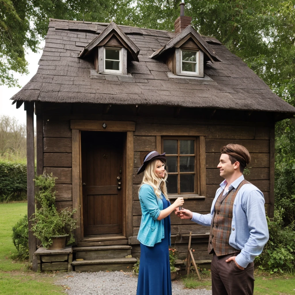 One day, she found an old cottage and met a friendly magician named Merlin.