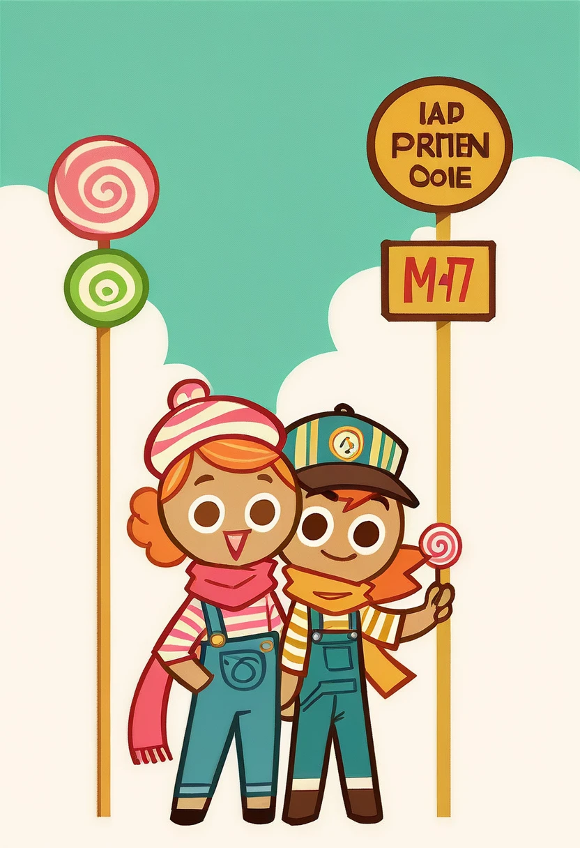 Hard  candy cookie , Orange  hair Style  ,Train pilot Clothing  ,Striped shirt , pilot hat ,pants overalls  ,scarf ,