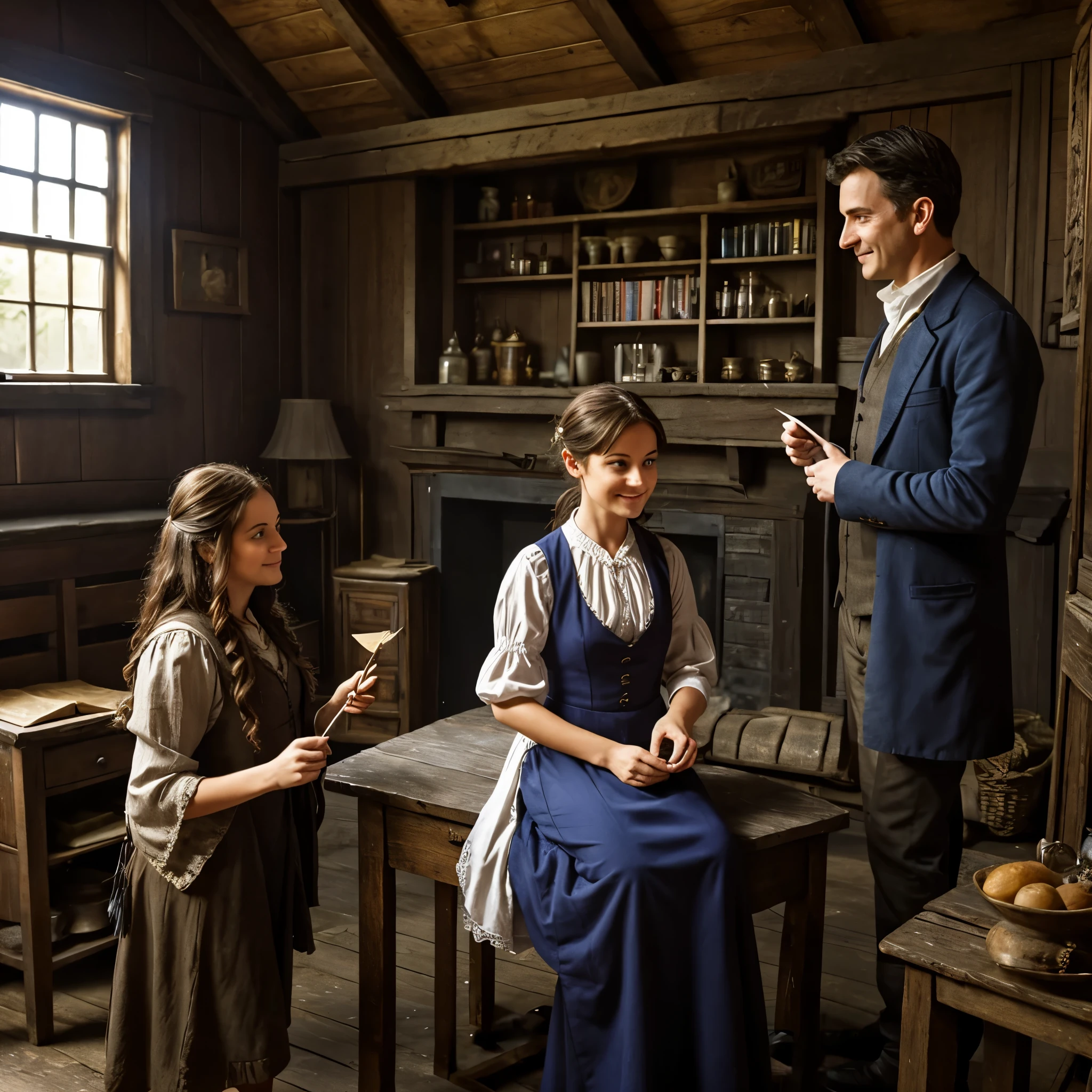 One day, she found an old cottage and met a friendly magician named Merlin.