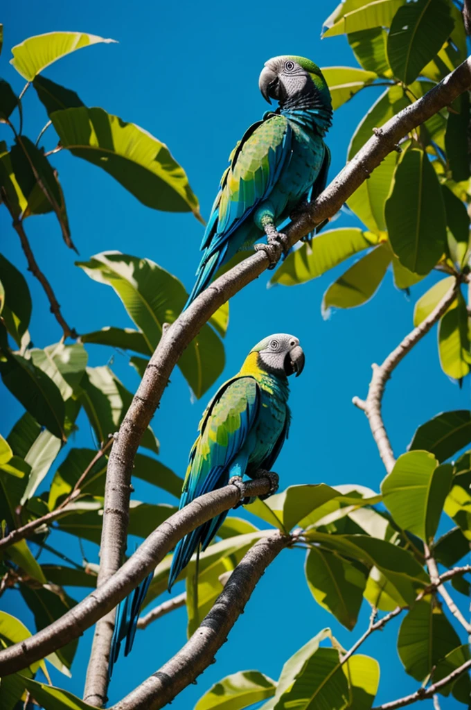 A parrot on an all-blue adventure