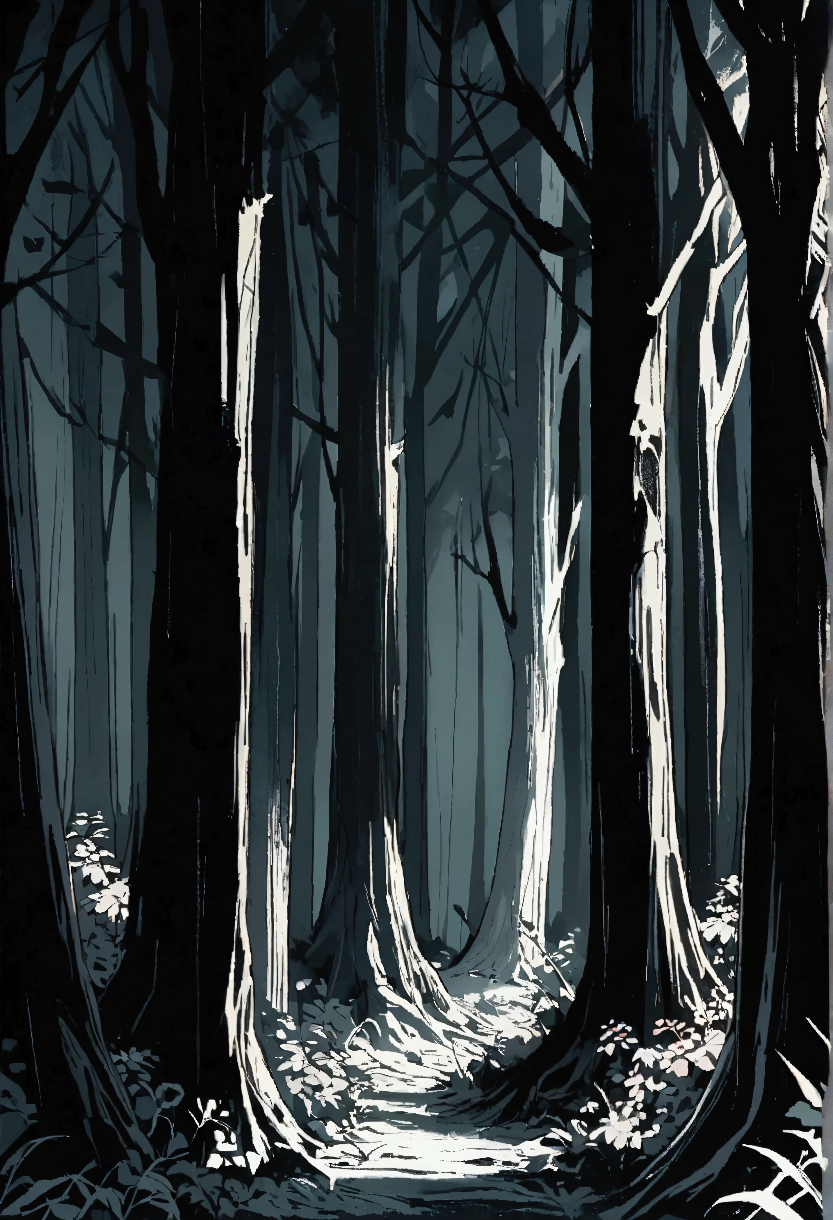 (image : A dense, dark forest, almost impenetrable.)