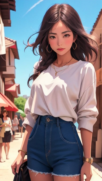 1 girl in a world, the earth reflecting the sky and the girl between them