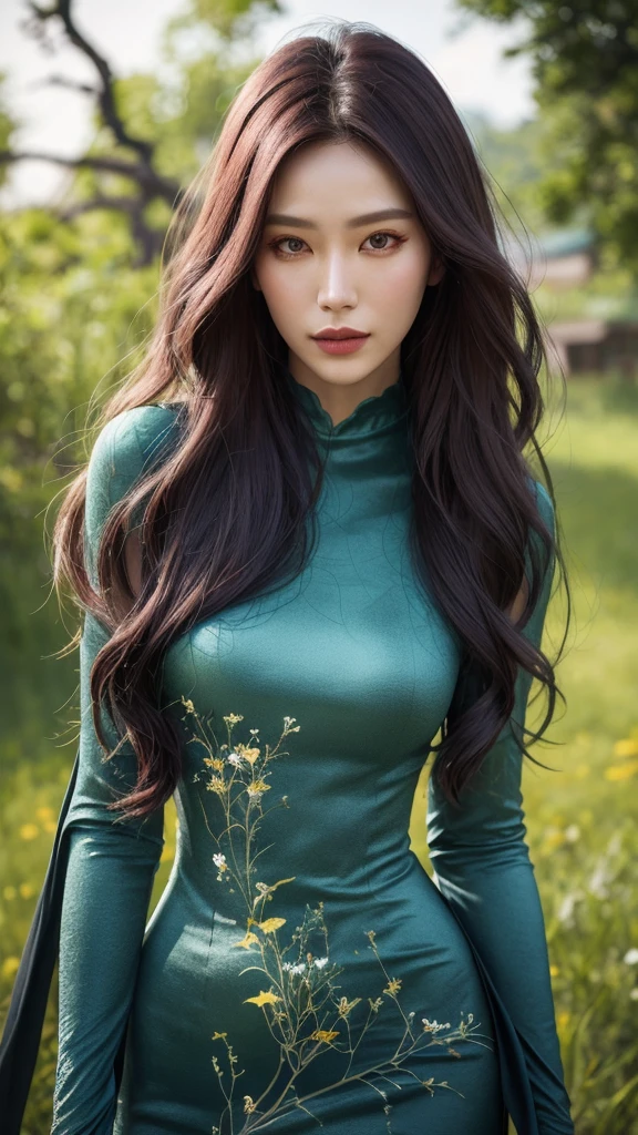 (otherworldly, otherworldly atmosphere, otherworldly appearance), highly insanely detailed, masterpiece, top quality, best quality, highres, 4k, 8k, RAW photo, Caribbean, dark tunnel,
china street, egyptian,
depth of field, focused, foreshortening,
korea seoul street background, ((Realistic representation of seoul street details)),
serious stare, voluminous hair, seductive lips, luscious kissers, soft, high planes, captivating stare, bold eyeliner, Wildflower Meadow, Frolic in a meadow full of wildflowers.,
sculpted curves cheekbones, (fantasy world)
