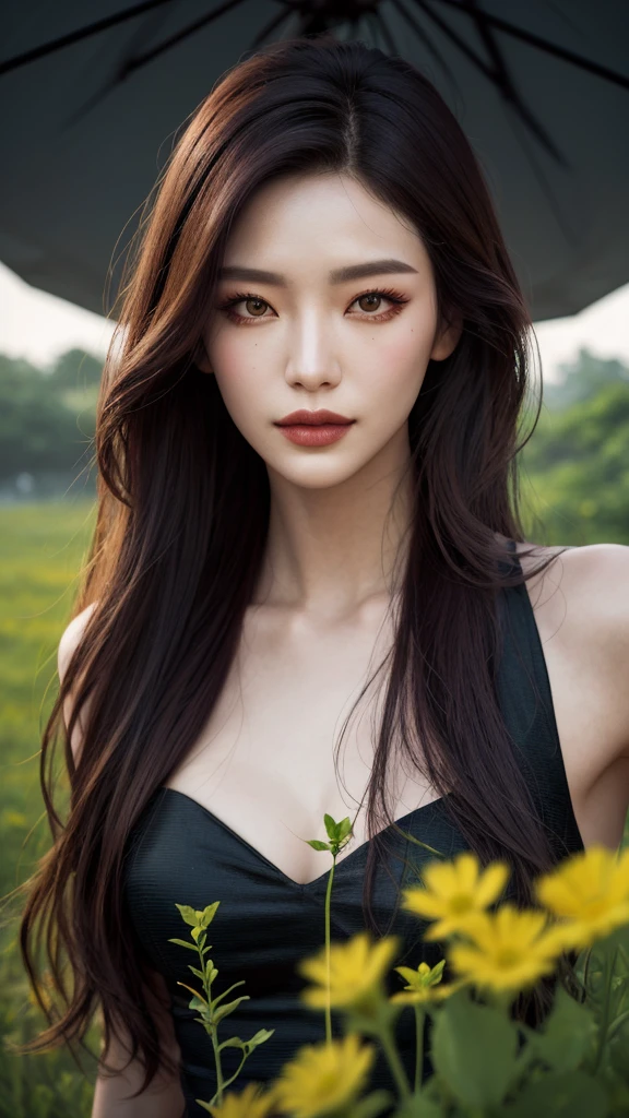 (otherworldly, otherworldly atmosphere, otherworldly appearance), highly insanely detailed, masterpiece, top quality, best quality, highres, 4k, 8k, RAW photo, Caribbean, dark tunnel,
china street, egyptian,
depth of field, focused, foreshortening,
korea seoul street background, ((Realistic representation of seoul street details)),
serious stare, voluminous hair, seductive lips, luscious kissers, soft, high planes, captivating stare, bold eyeliner, Wildflower Meadow, Frolic in a meadow full of wildflowers.,
sculpted curves cheekbones, (fantasy world)