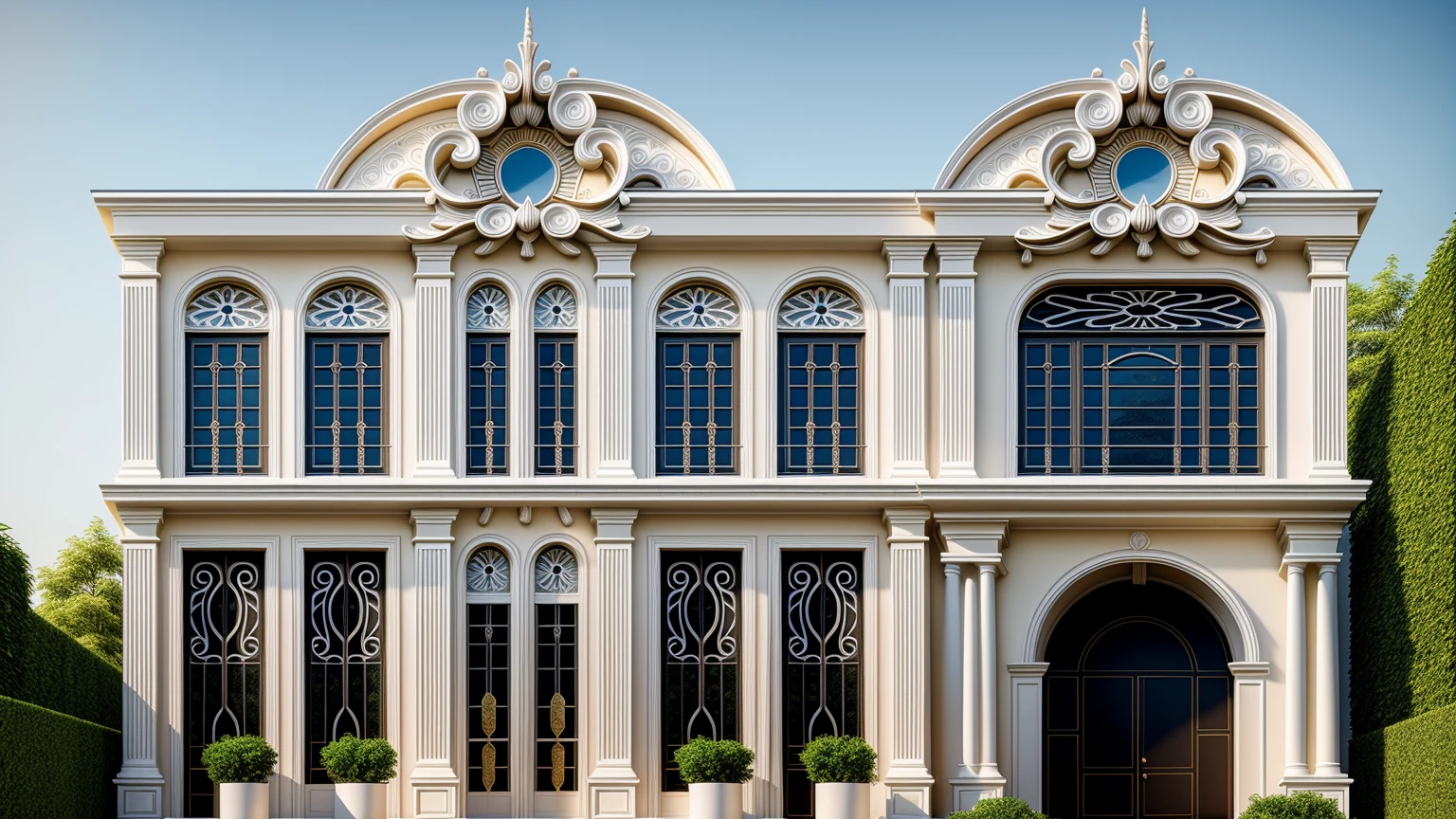 maison blanche arafée avec une voiture garée devant elle, neo - style classique, style classicisme, style classique, maison riche, design extérieur, superbe architecture grandiose, architecture élégante, architecture de luxe, neostyle classique, belle maison, conception magnifique, architecture exquise, néo-classique, néo-classique, style artistique classicisme, belle architecture, perspective de face, 1 route passe devant la maison, (photo brute, Réel, Meilleure qualité, chef-d&#39;œuvre:1.2), avoir l&#39;air moderne et minimaliste, 1 route devant la maison, lumière annulaire Shime, luminosité de la lumière de l&#39;intérieur:1.2, Éclairage dynamique:1.3, (hyper Réelistic, photo-Réelistic:1.2), haute qualité, lumière du jour, contraste élevé :0.5 éclairages parfaits, archaïque, contemporain primé, contemporary chef-d&#39;œuvre, well-designed chef-d&#39;œuvre, grande résidence moderne, détail du dîner, détail ultime, synchronisation automatique