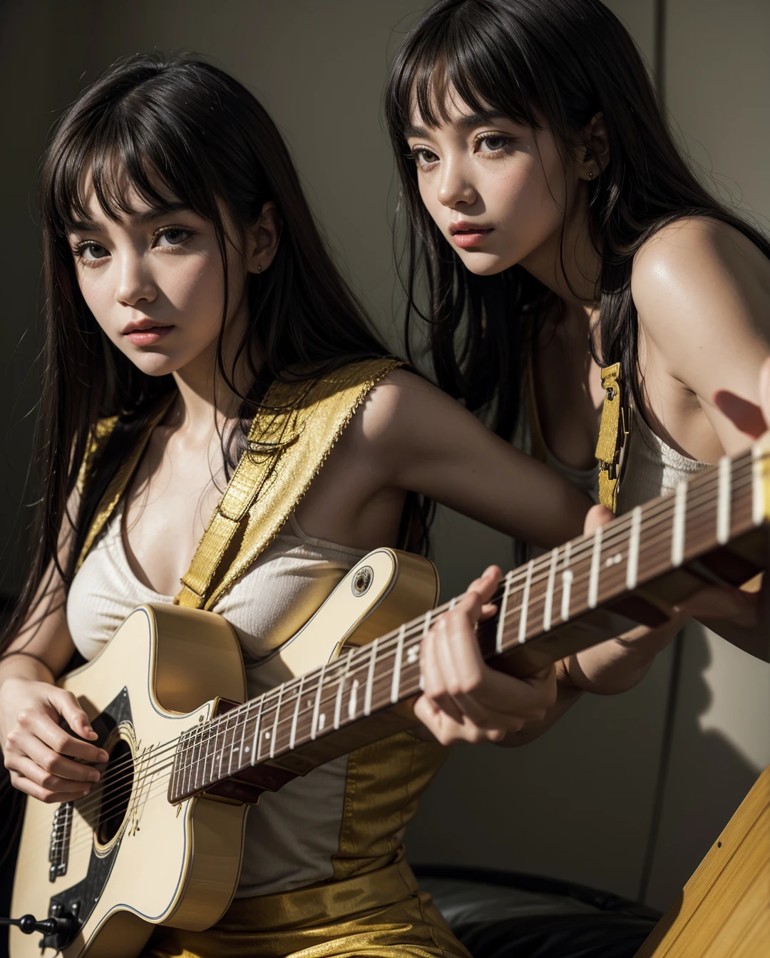 Cleopatra playing guitar