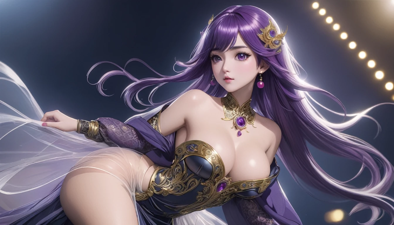 穿着纱丽的女人Strike a pose拍照, Ancient Goddess, Traditional Beauty, if, Beautiful goddess, Gorgeous role-playing, high, Beautiful young girl, Beautiful woman, 华丽Beautiful woman, Complex clothing,Chinese aesthetics, Beautiful Asian girl, Extremely detailed shot of the goddess, Jaw-dropping beauty, Big breasts deep neckline sexy belly button(butt), (bedroom), (Sexy Girls), masterpiece, best quality, 1 girl, Bangs, blush, Chest, clavicle, Eyebrows visible through hair, (Gradient purple gold hair), Jewelry, Long hair, Looking at the audience, Bright Eyes, ring, (solitary), illustration, fashionable, miss, Strike a pose, background, element, confident, Express, Accessories, majestic, striking, key point, Dynamic poses, ((plump)), (black))Woman in transparent dress,Viewer,(((Full breasts, Keeley University))),Slim waist,(Navel exposed,Bare waist), Long hair, extreme detailed details, Detailed fantasy art, Stunning character art, Beautiful and exquisite character art, Beautiful transparent dress, Very detailed, Large Breasts,饱满Chest,Golden ratio figure,Perfect body,Ultra wide-angle shooting,Full body shot,Body close-up,Full body shot,Wearing a pleated tulle skirt,柔和动漫illustration, 柔和的深色background,Fujifilm XT3 Clear focus, f 5.6, High Detail, Clear focus, Dramatic, (Wearing openwork clothing), (Looking at the audience:1.8), (Natural light), (Tempting)translucent, Good velvet quality, Compared, Divine Light,, Silver hair, 天空background, Absolute Strength,Female Shinmei,Girl in sexy silk,,Large Breasts,饱满Chest,Golden ratio figure,Perfect body,Ultra wide-angle shooting,Full body shot,Body close-up,Full body shot, Wearing a tulle dress, Model shooting style, Large Breasts,饱满Chest,Golden ratio figure,Perfect body,(Extremely detailed CG 8k wallpaper unit), The most beautiful artistic photos in the world, , 8K Ultra HD, ) on the beach,Lazy gesture,Charming and seductive expression,best quality,masterpiece,Ultra-high resolution,(Practical:1.4),original photo,Ultra-high resolution