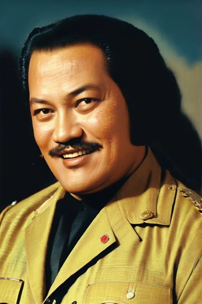 ((best quality)), ((masterpiece)), (detailed), 1 man. 3/4 portrait. masculine. handsome. big eyes. malay man. malaysia. ))((P.ramlee))