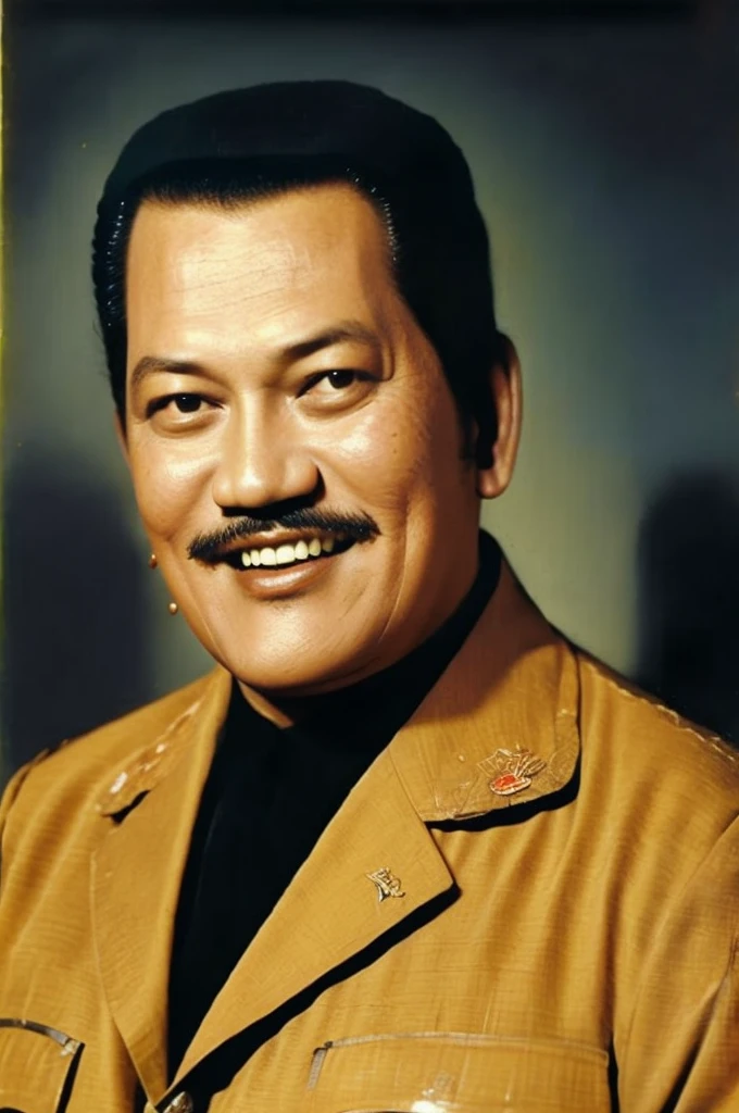 ((best quality)), ((masterpiece)), (detailed), 1 man. 3/4 portrait. masculine. handsome. big eyes. malay man. malaysia. ))((P.ramlee))
