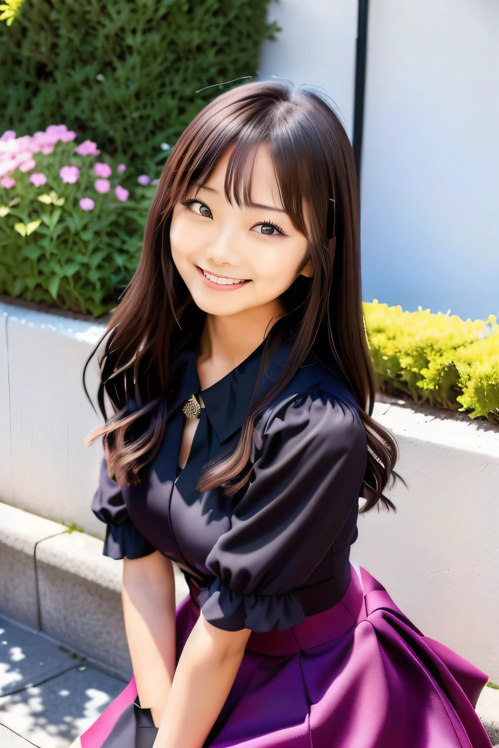 araffe asian woman sitting on a bench in a city, Yoshitomo Nara, Chiho, Korean Girls, Beautiful young Korean woman, Beautiful Japanese girl face, sakimi chan, Gorgeous Young Korean Woman, narumi kakinouchi, Girl cute beautiful face, Pastel colored outfits, Young and pretty Asian face, sakimichan, Face that faithfully reproduces the face of LoRA, High resolution, Very detailed, Natural Bangs, highest quality