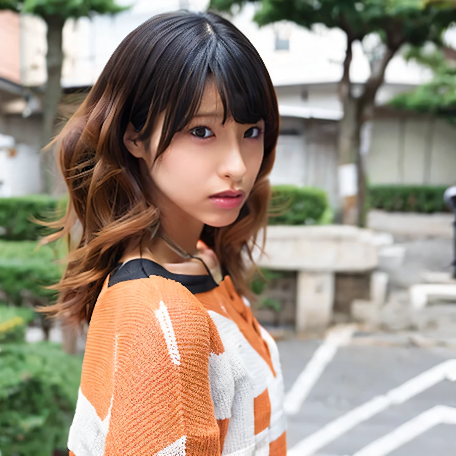 Japanese Girls,Black Hair,28 years old,Bob with bangs,Loose knit