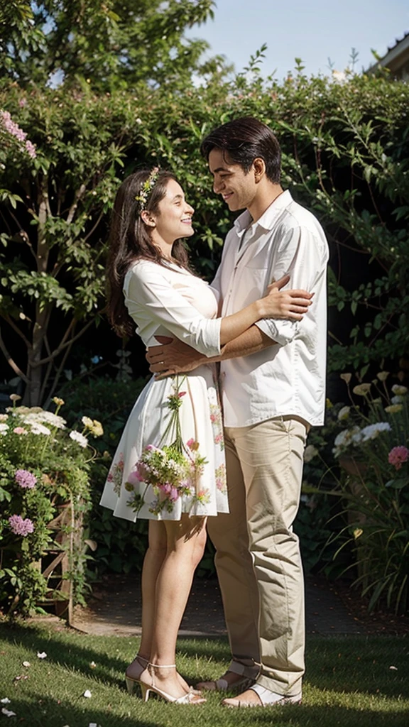 Couples fall in love on the garden with beautiful grass flowers