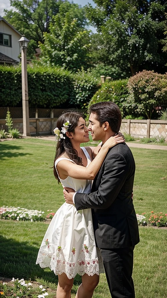 Couples fall in love on the garden with beautiful grass flowers