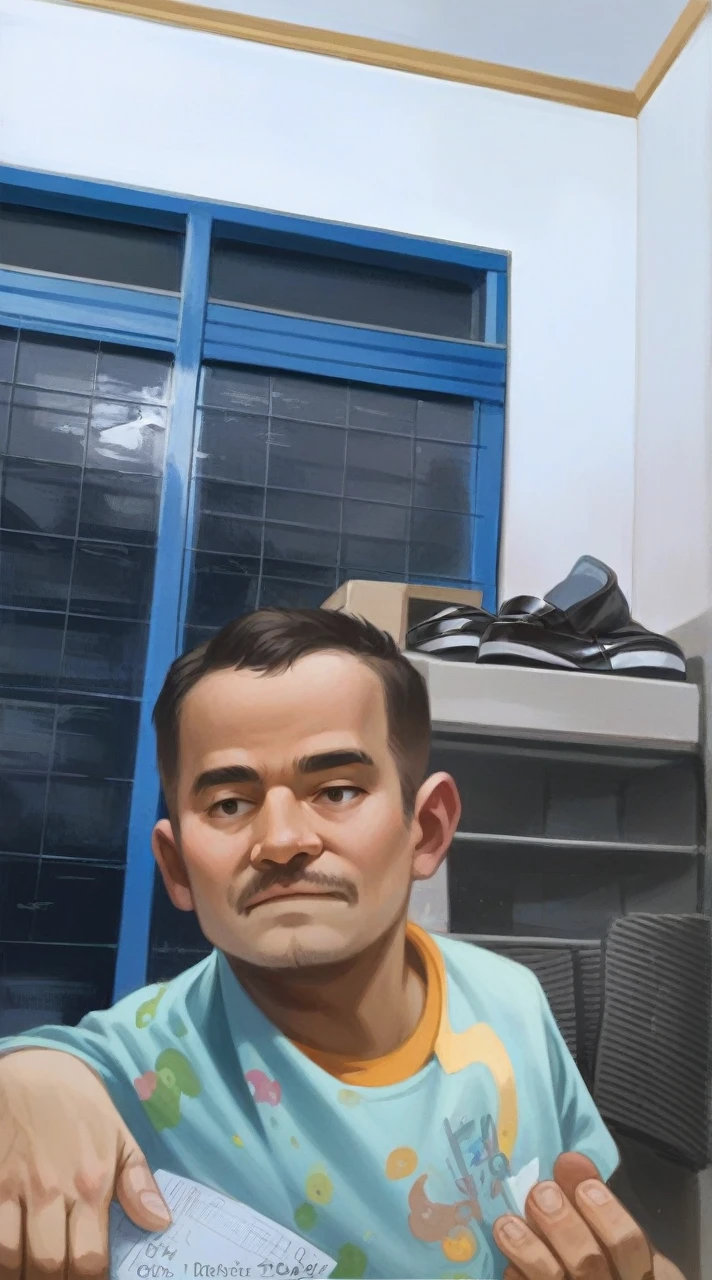 a highly detailed and realistic 4d caricature of a 3  Indonesian , wearing a blue batik shirt, formal trousers, loafers, standing proudly, grey gradient background, ultra-detailed, best quality4k, ultra-detailed, sharp focus, physically-based rendering, extreme detail description, professional, vivid colors, warm lighting