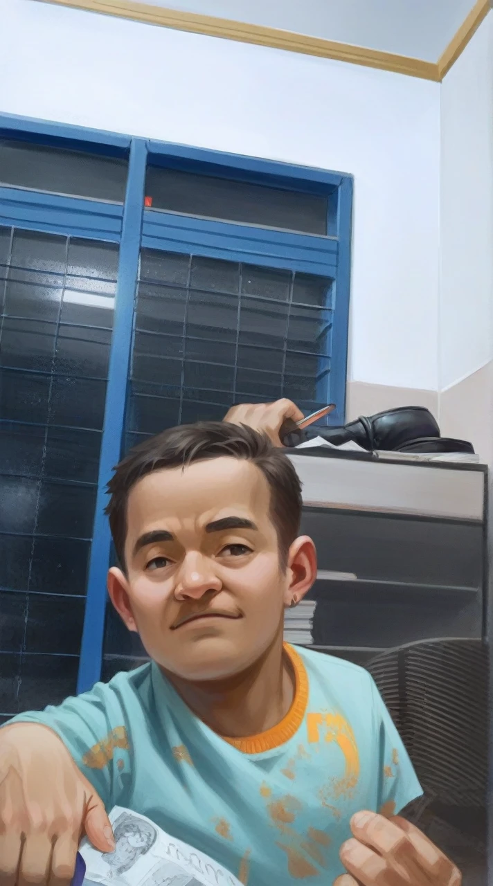 a highly detailed and realistic 4d caricature of a 3 Indonesian , wearing a blue batik shirt, formal trousers, loafers, standing proudly, grey gradient background, ultra-detailed, best quality4k, ultra-detailed, sharp focus, physically-based rendering, extreme detail description, professional, vivid colors, warm lighting