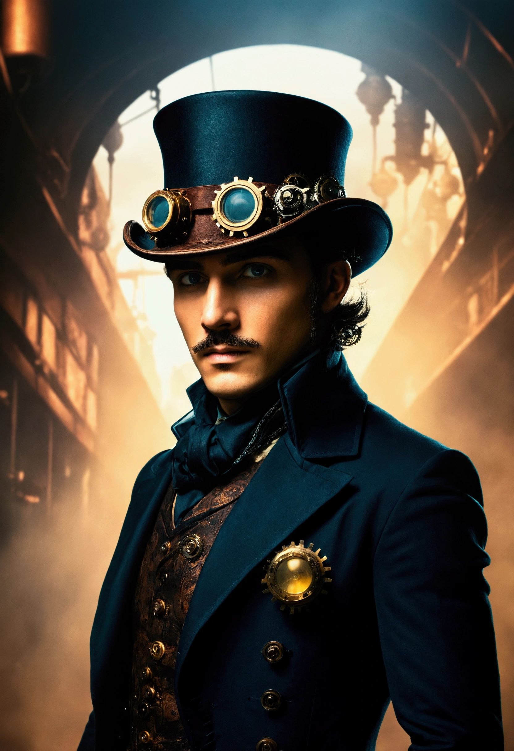 (masterpiece,high resolution,best quality,ultra detailed),1man,male_focus,
steampunk clothes,mechanical hat