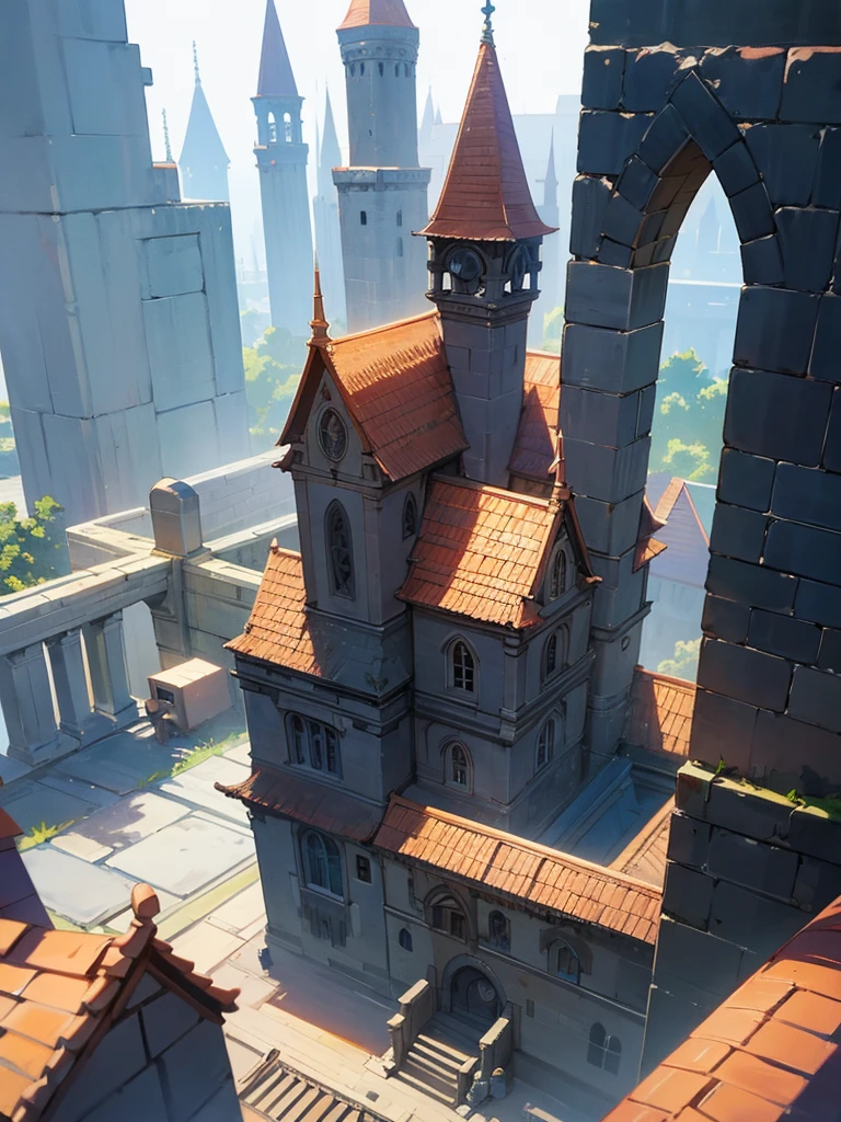 Gothic style town, background, bricks environmental design, stone bricks, 