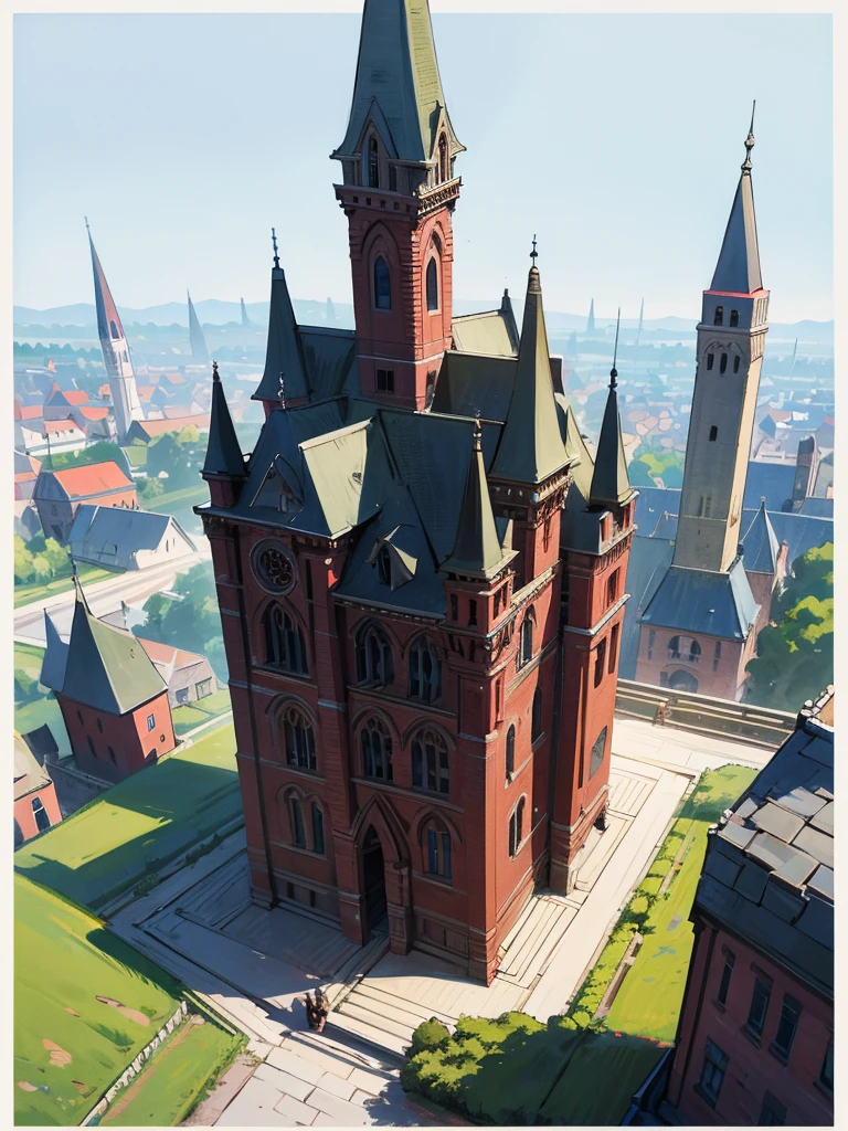Gothic style town, background, bricks environmental design, stone bricks,