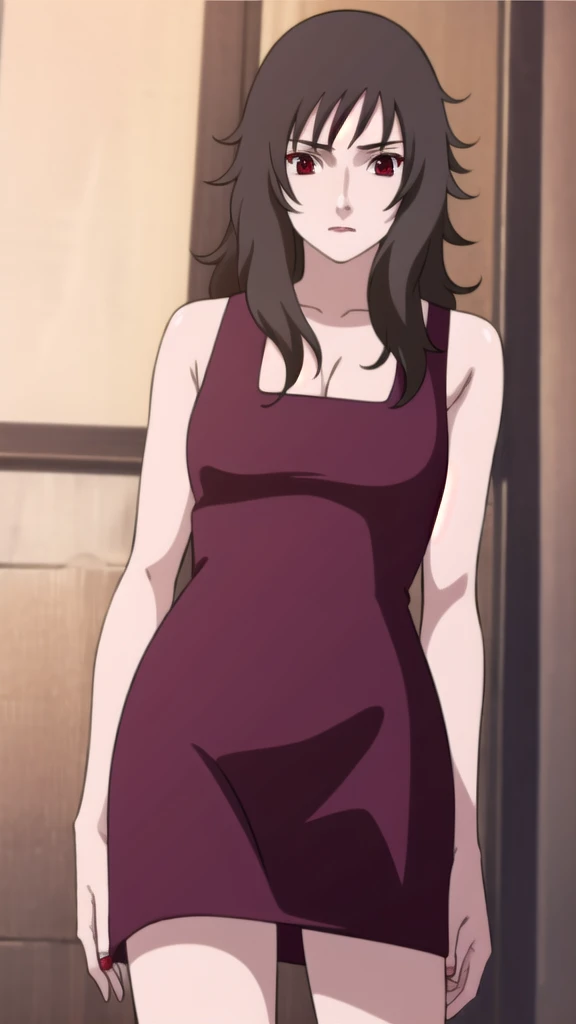 kurenai, kurenai, long hair, black hair, (red eyes:1.5), makeup, lipstick,
BREAK dress, cleavage, red dress, sleeveless,
BREAK looking at viewer, full body, (cowboy shot:1.5),
BREAK indoors, bed,
BREAK (masterpiece:1.2), best quality, high resolution, unity 8k wallpaper, (illustration:0.8), (beautiful detailed eyes:1.6), extremely detailed face, perfect lighting, extremely detailed CG, (perfect hands, perfect anatomy),