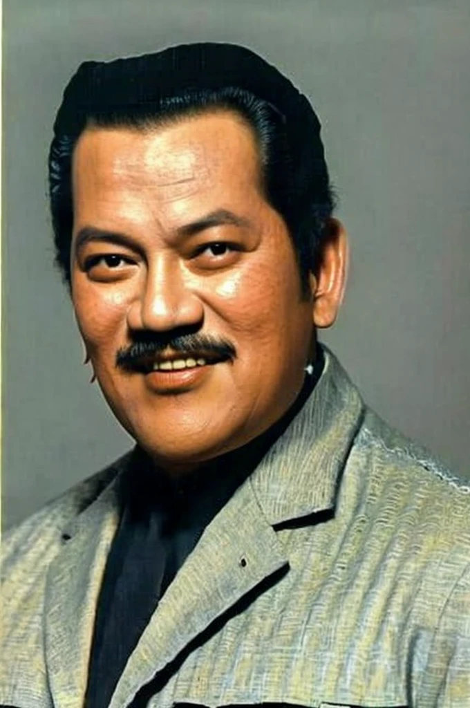 ((best quality)), ((masterpiece)), (detailed), 1 man. 3/4 portrait. masculine. handsome. big eyes. malay man. malaysia. ))((P.ramlee))