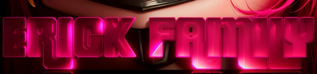 a close up of a red text that reads erick family, glowing pink face, miniature faking, 4 k hd fur face!!!, fractalpunk, fuschia skin, pink waterfalls, vgbftk, red skin, dark - fantasy, vfxfriday, fbx