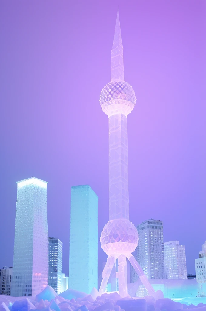 made of ice,snow,crystal,translucent,Light pink gradient light blue,Crystal clear,flash