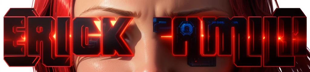 a close up of a red text that reads erick family, glowing red face, miniature faking, 4 k hd fur face!!!, fractalpunk, fuschia skin, vgbftk, red skin, dark - fantasy, vfxfriday, fbx