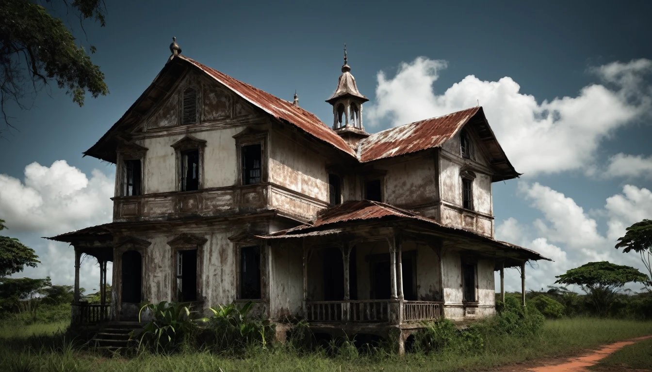 Scary horror image of an old house in Pernambuco, PICTURE REALISTIC, high resolution, 8k