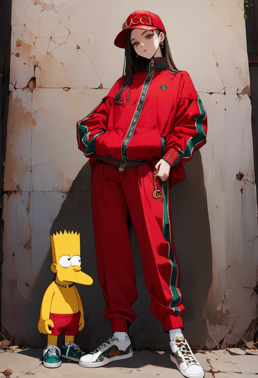Creating a Simpson, dressed with a Gucci cap and a Lacoste tracksuit