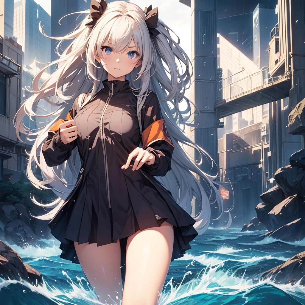 make a image in a a grid of nine panels, like a sprite sheet, in images have to be a anime girl portrait, same girl in all panels, As the sequence progresses, the character's hair becomes increasingly disheveled and animated, suggesting movement or wind action