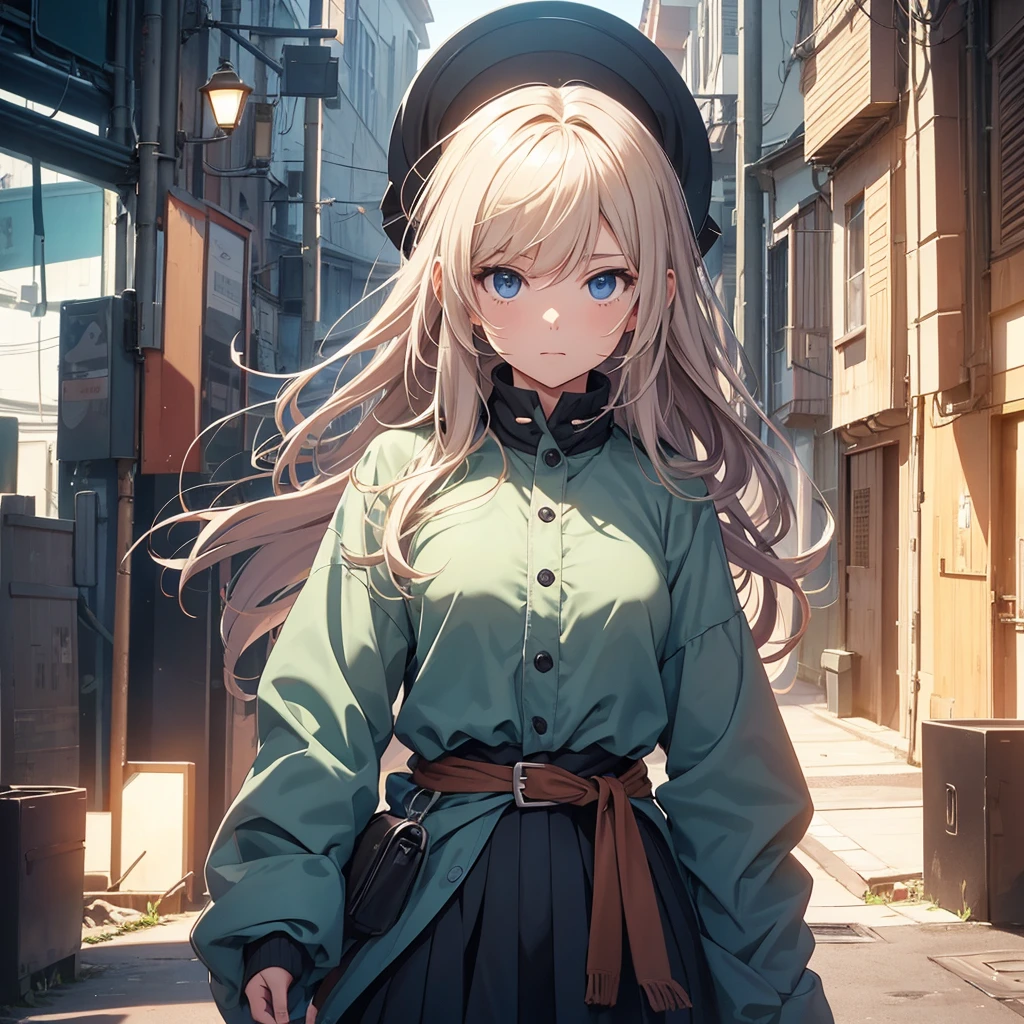 make a image in a a grid of nine panels, like a sprite sheet, in images have to be a anime girl portrait, same girl in all panels, As the sequence progresses, the character's hair becomes increasingly disheveled and animated, suggesting movement or wind action