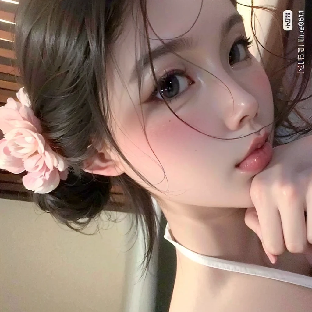 ridiculous, 1 girl, starry eyes, blush, (reality:1.5), (masterpiece, extremely detailed CG Unity 8k wallpaper, best quality, high resolution: 1.2), (ultra_detailed, UHD:1.2), (pixels:1.erfect lighting, unique, (beautiful girl:1.2), looking at the audience, unreal engine, side light, perfect face, detailed face, beautiful eyes, pretty face, (bright skin: 1.3), idol, (abs), ulzzang-6500-v1.1, soft smile, upper body, (crimson hair), ( background), ((dark background)), (depth of field), close-up, selfie