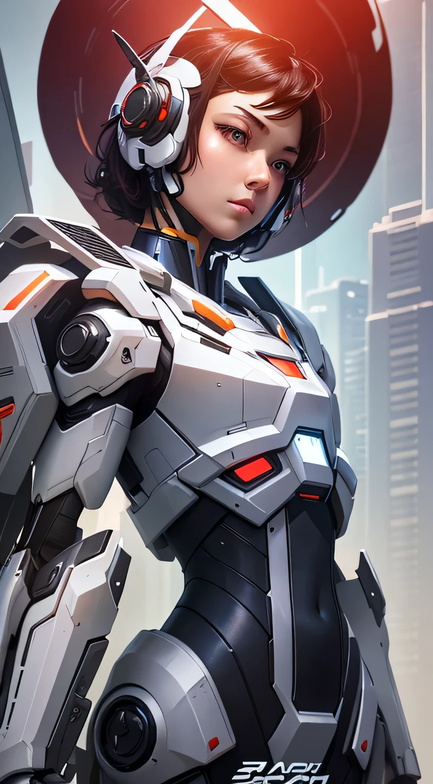 A half-length portrait of a white mecha man。side(from side),The subject is on the right side of the screen,Facing left。Jazz drum on shoulder(Snare)element。The mecha has text logo,Blocky and layered mecha structure;pure white background,solid color background。C4D or 2.5D style;Production-level rendering,Rich ambient light,Highlight Smoothing;blending, reflection light, Surrealism, Futurism, Art Deco。16K,Ultra HD quality,Award-winning workasterpiece。