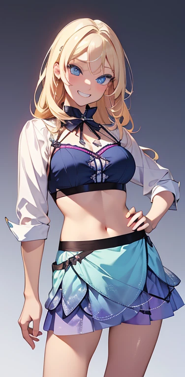 Realistic、1house wife、blonde hair、blue eyes、(eye focus:1.3,face focus,cowboy shot),(gradient eyes:1.3),(mini skirt, , sexy panties
)、(grin:1.3),cute face、(tareme:1.3),
