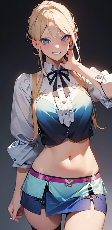 Realistic、1house wife、blonde hair、blue eyes、(eye focus:1.3,face focus,cowboy shot),(gradient eyes:1.3),(mini skirt, , sexy panties
)、(grin:1.3),cute face、(tareme:1.3),