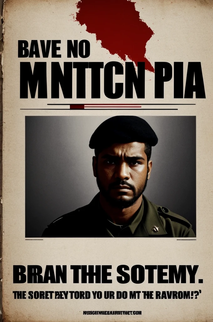 Made a protest poster background should be be balck and red
And there should be a picture of a man who is killed by army.