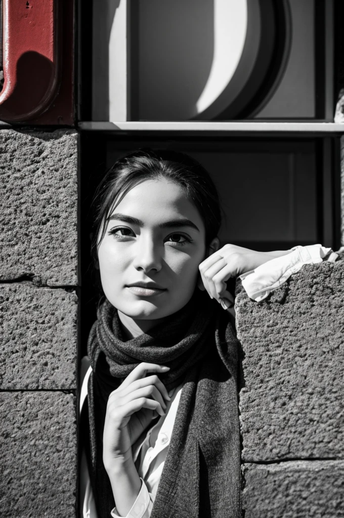 photographie d'a 20 yo woman, visage parfait, head of'artwork, Great, underwear, noir_Great, jacket, noir_culotte