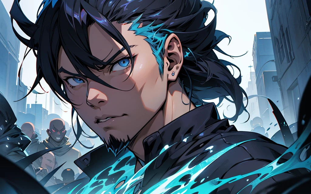 anime character with sword in a large crowd of skulls, epic anime art, Epic anime, advanced digital anime art”, offcial art, high quality art, art admirer, of one piece, Anime main art, epic portrait of menacing, epic color illustration, by Hiroyuki Tajima, high detailed offcial artwork, shigenori soejima illustration, badass composition