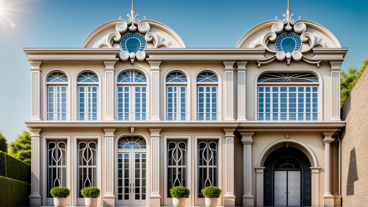 maison blanche arafée avec une voiture garée devant elle, neo - style classique, style classicisme, style classique, maison riche, design extérieur, superbe architecture grandiose, architecture élégante, architecture de luxe, neostyle classique, belle maison, conception magnifique, architecture exquise, néo-classique, néo-classique, style artistique classicisme, belle architecture, perspective de face, 1 route passe devant la maison, (photo brute, Réel, Meilleure qualité, chef-d&#39;œuvre:1.2), avoir l&#39;air moderne et minimaliste, 1 route devant la maison, lumière annulaire Shime, luminosité de la lumière de l&#39;intérieur:1.2, Éclairage dynamique:1.3, (hyper Réelistic, photo-Réelistic:1.2), haute qualité, lumière du jour, contraste élevé :0.5 éclairages parfaits, archaïque, contemporain primé, contemporary chef-d&#39;œuvre, well-designed chef-d&#39;œuvre, grande résidence moderne, détail du dîner, détail ultime, synchronisation automatique