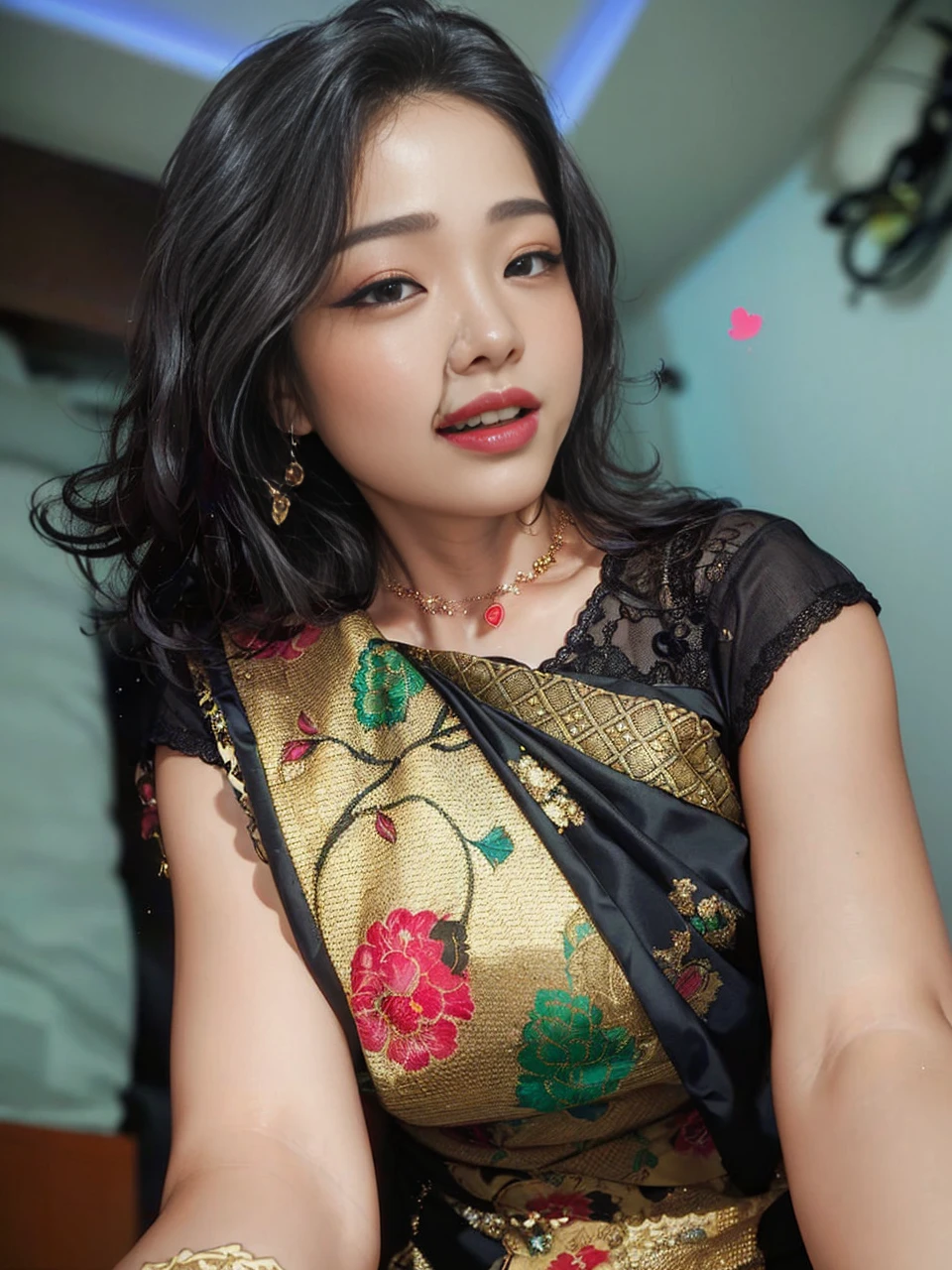 Korean female teacher,Being in a hotel,(Lying on her back in bed:1.2),(legs are open:1.5),seen from the front
(((tmasterpiece))), ((best qualtiy)), ((intricately details)), ((ultra-realistic realism)), Ridiculous res, A MILF, Mature woman, ssee-through, highly detailed, illustratio, 1. Mature women, ((Large breasts)), (areola of breast),perfect hand, detailed finger, Beautiful detailed eyes,Wavy curly hair,with brown eye, name badge, vd, (Teacher's Uniform:1.2), Translucent white shirt,Get wet,(The shirt buttons were unbuttoned,no brassiere,Breasts leaking out of clothing),Black pencil skirt, (Black tights:1.1), 耳Nipple Ring, detailedbackground, Bedrooms, perfect eyes, Seductive eye,Cocked buttocks,Reddened face,(weeping:1.2),(Confused eyes,The mouth opened slightly)