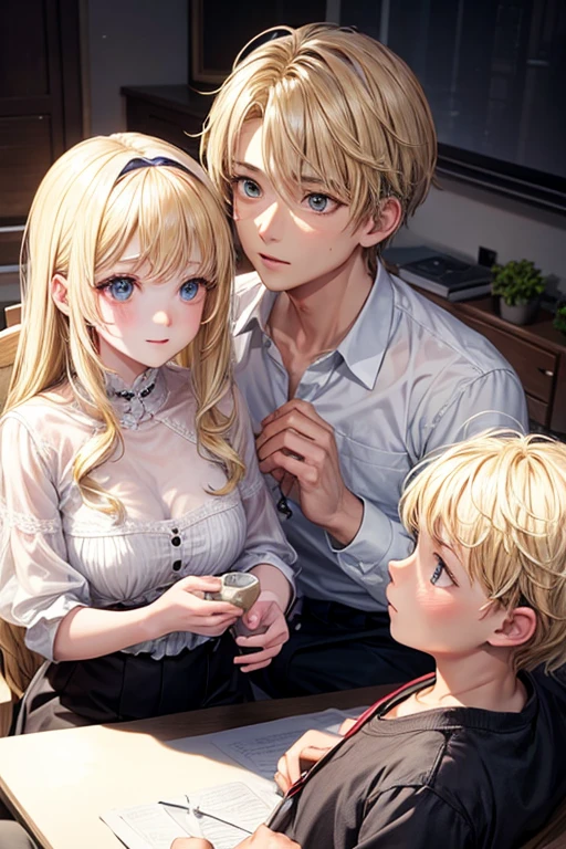 In the picture above, both the mother and the boy have blonde hair.